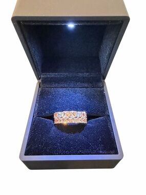 Rose Gold Eternity Stack Ring - Women's Band- Lab Created Amber Topaz Size 8